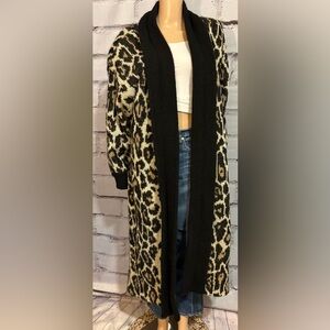 Rare Vintage 1980’s Mohair Mix I.B. Fusion Leopard Print Cardigan Duster SZ Med
